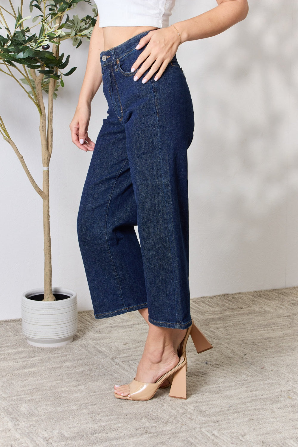 Judy Blue Full Size High Waist Cropped Wide Leg Jeans